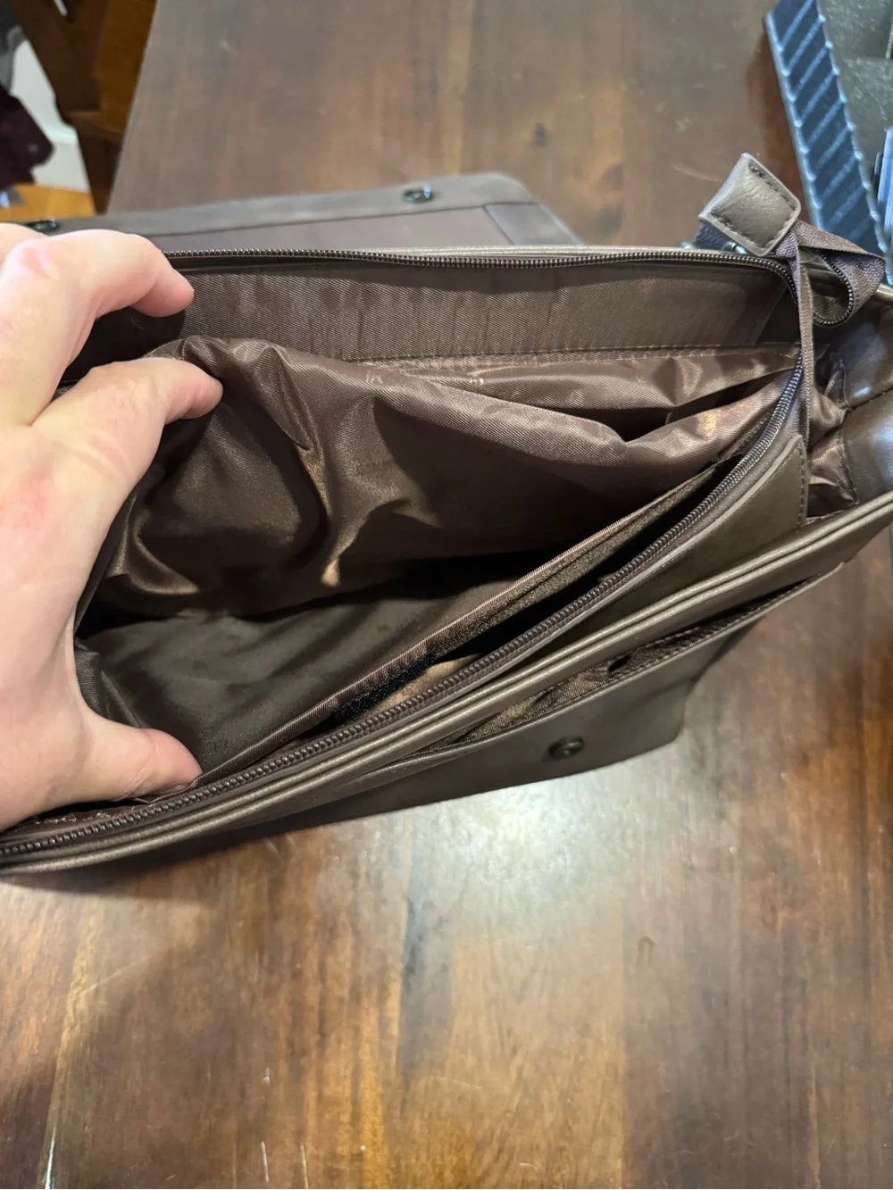 Rainsmore Dark Brown Men's Messenger Briefcase with Top Handle